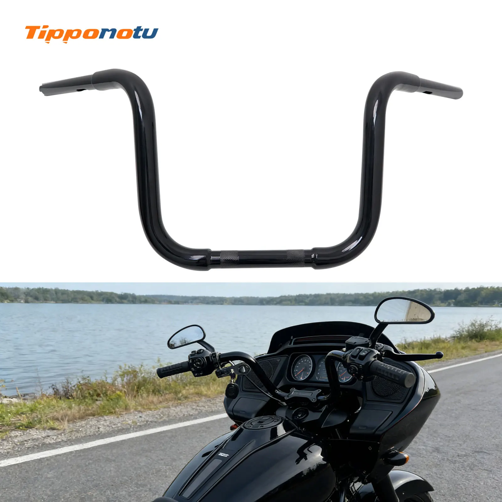 

Motorcycle Handlebar 1.25" Gloss Black Classic Style for Harley Sportster XL883 1200 Softail Heritage Fat Boy
