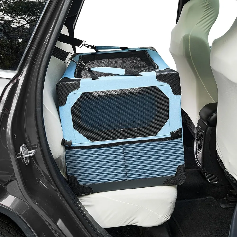 

26 Inch Collapsible Dog Crate: Portable Travel Kennel for Car – Foldable Soft Crate for 44lbs Medium Dogs & Cats