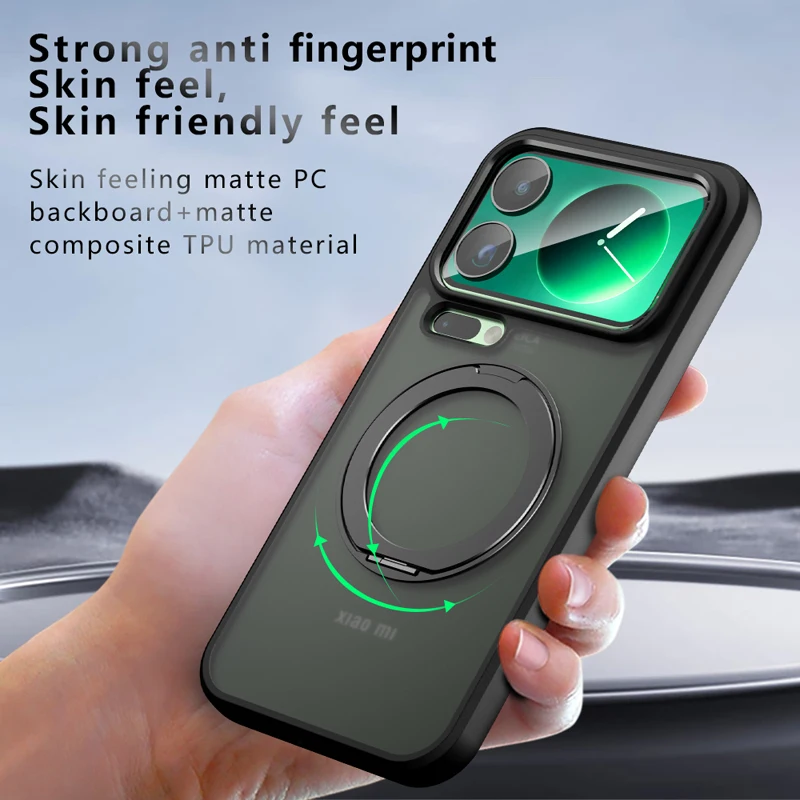 

For Xiaomi 17 Pro,17 Pro Max Magnetic Case ELVEV Shockproof Hard PC + Soft TPU Protective Back Ring Phone Cover