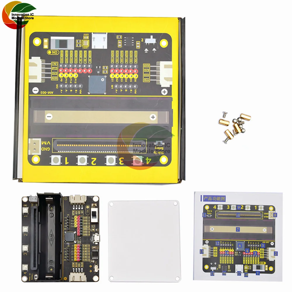 Super Bit Expansion Board Module Onboard 18650 3.7V Battery Charging or Micro:bit USB Interface 5V Charging Expansion Board