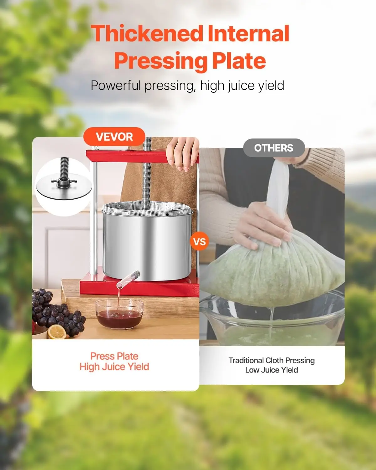 1.6 Gal/6L Fruit Wine Press, 2 Stainless Steel Barrels, Manual Juice Maker, Cider Apple Grape Tincture Honey Olive Oil Making Pr