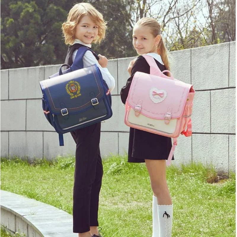 Quality Horizontal Children's School Backpacks Waterproof Large-capacity Primary Students Shoulders Bag British Kawaii Backpacks