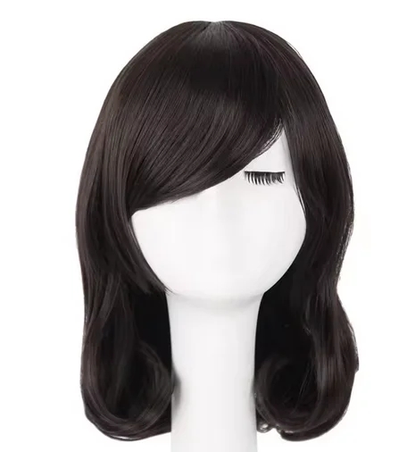 Peruca marrom sintética resistente ao calor médio ondulado cabelo traje cosplay carnaval festa de halloween feminino peruca