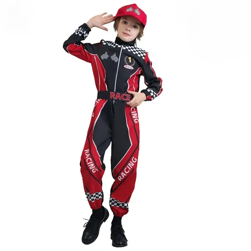 Combinaison de karting pour enfants, tenue d'entraînement, combinaison une pièce pour la course, cosplay de drift racing pour garçons et filles de 4 à 12 ans