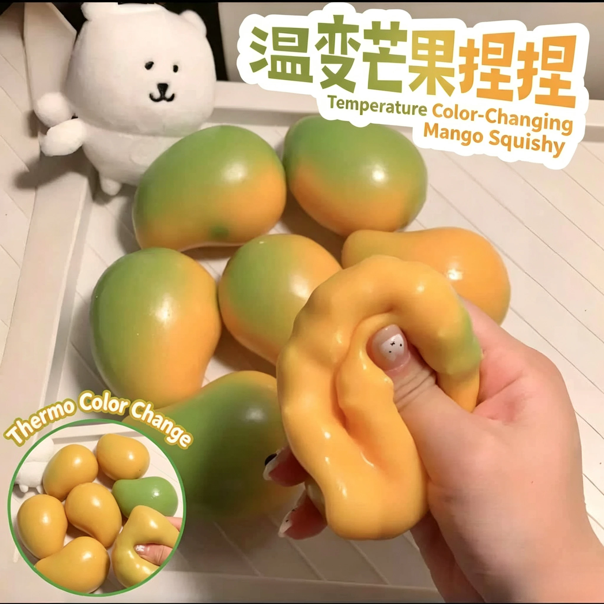 2026 Mango Squishy Squeeze Toy, Slow‑Rebound Mango‑Shaped Sensory Fidget Toy, Soft Gel Sensory Decompression Toy for Adults