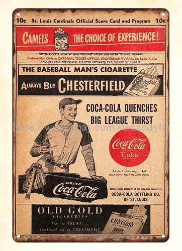 1948 baseball  Vs.  Scorecard metal tin sign
