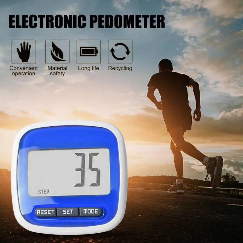 Digital Walking Pedometer Built-in Clip Electronic Running Distance Monitor LCD Display Multi-Function for Men Women