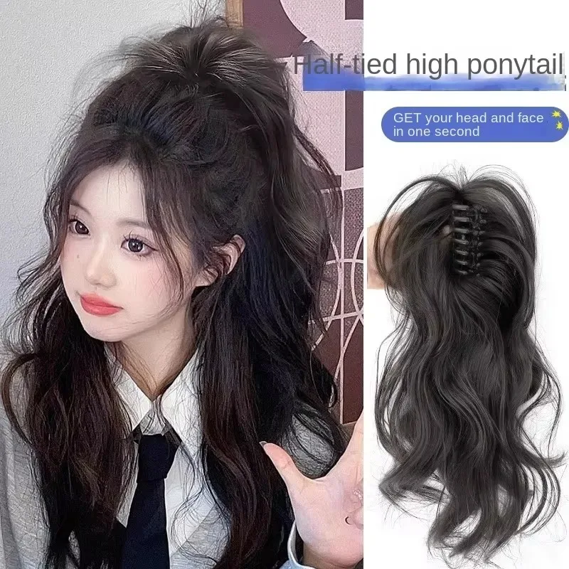 

Synthetic Short Curly Wig Ponytail Claw Clip In Ponytail Hair Extension Cute Hairpiece Wig For Women Synthetic Ponytail
