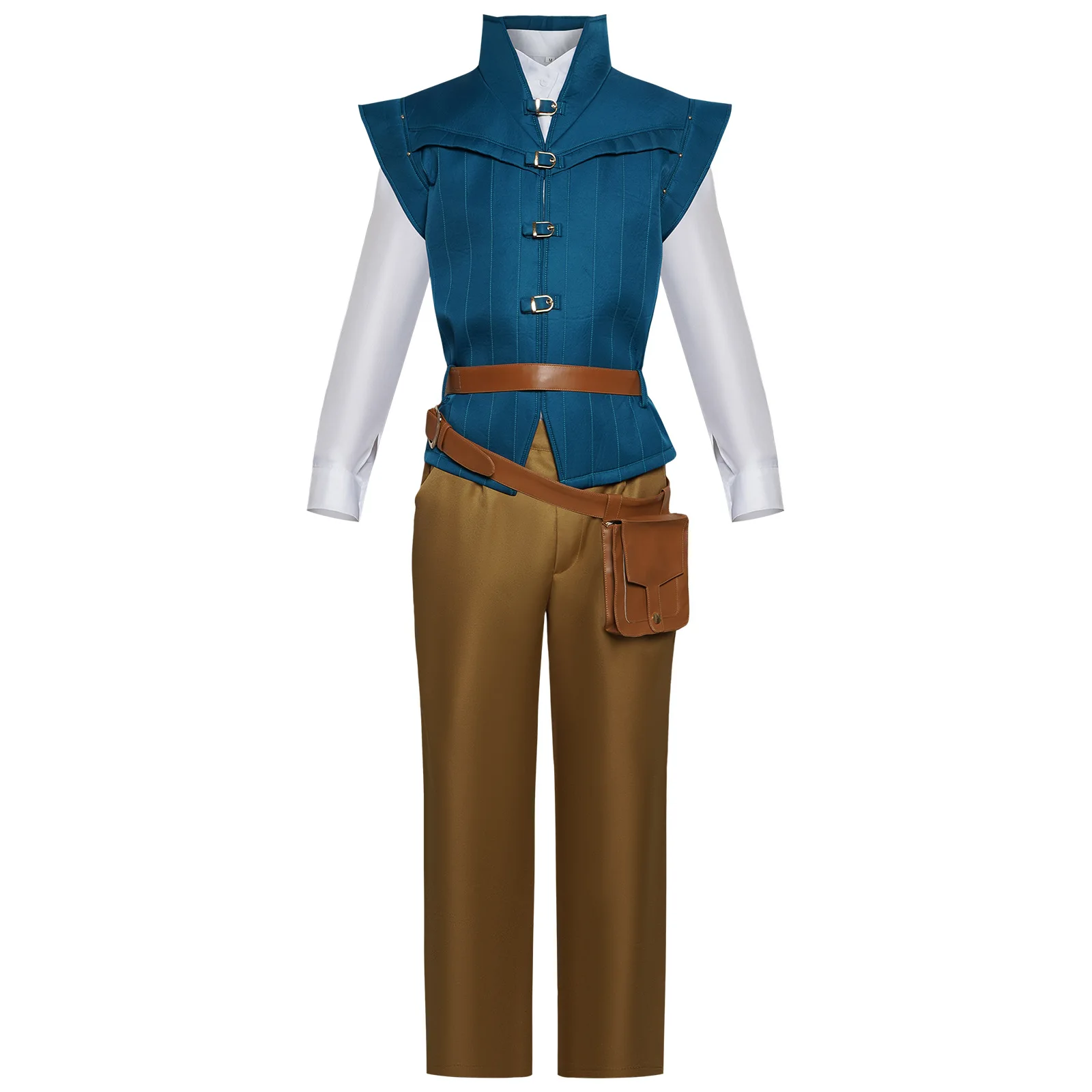 Movie Flynn Rider Cosplay Costume Outfit Uniform With Waist Bag Halloween Carnival Suit Custom Made