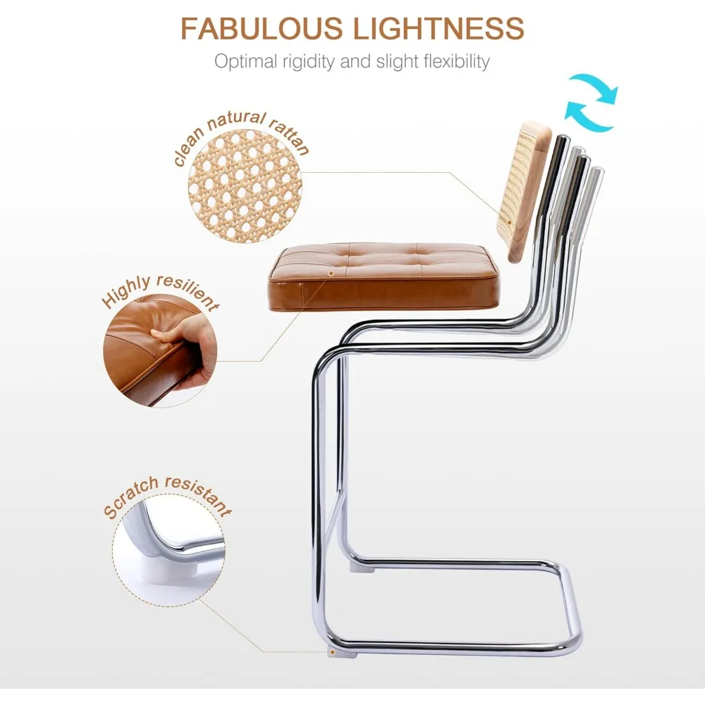 Kursi Bar Rotan Alami Set Isi 2, Bangku Tinggi Konter Modern dengan Sandaran Kayu Solid, Kursi Counter Height 26''