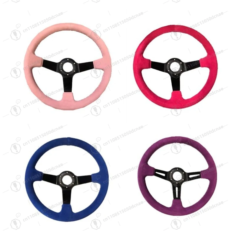 PVC Leather Suede Steering Wheel Japanese Modified Car Style Racing Interior Accessory