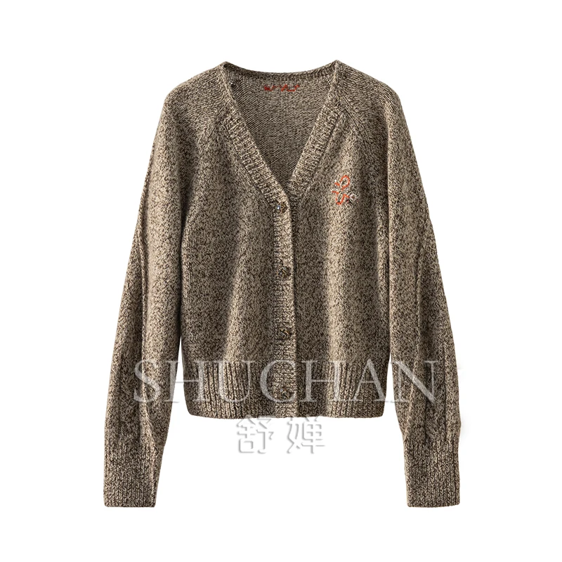 Warm Luxury Embroidery Fancy Yarn100% Cashmere Sweater Cardigan Women Sueter Mujer Invierno  Sweater Mujer