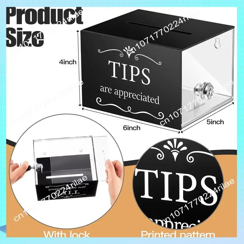 A17Z Tip Jars For Money 6 X 4 X 5 Inch Tip Collection Box With Lock Donation Suggestion Box For Tip Storage Raffling Box