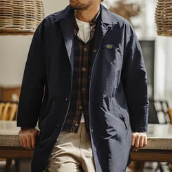 Maden-abrigo cortavientos impermeable Balmacaan Vintage para hombre, chaqueta con cuello clásico de longitud media y un solo pecho para primavera y otoño