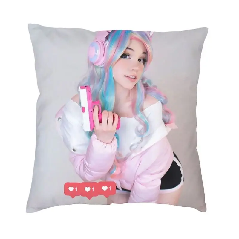 British Internet Celebrity Belle Delphine Cushion Cover 45x45cm Polyester Throw Pillow Case for Sofa Car Square Pillowcase