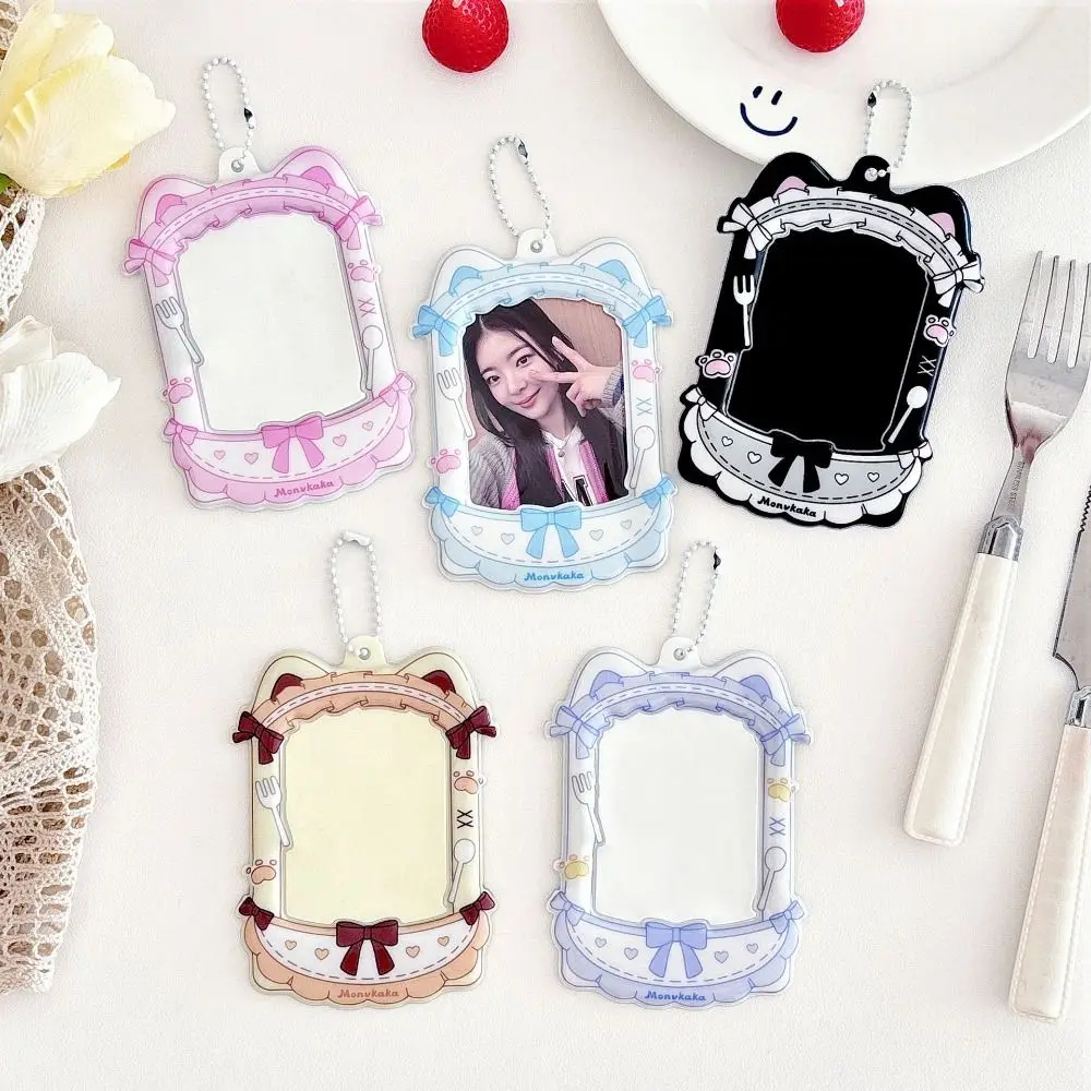 Cute 3 Inch Idol Photocard Holder PVC Picture Display Photo Card Case Kpop with Chain Card Holder