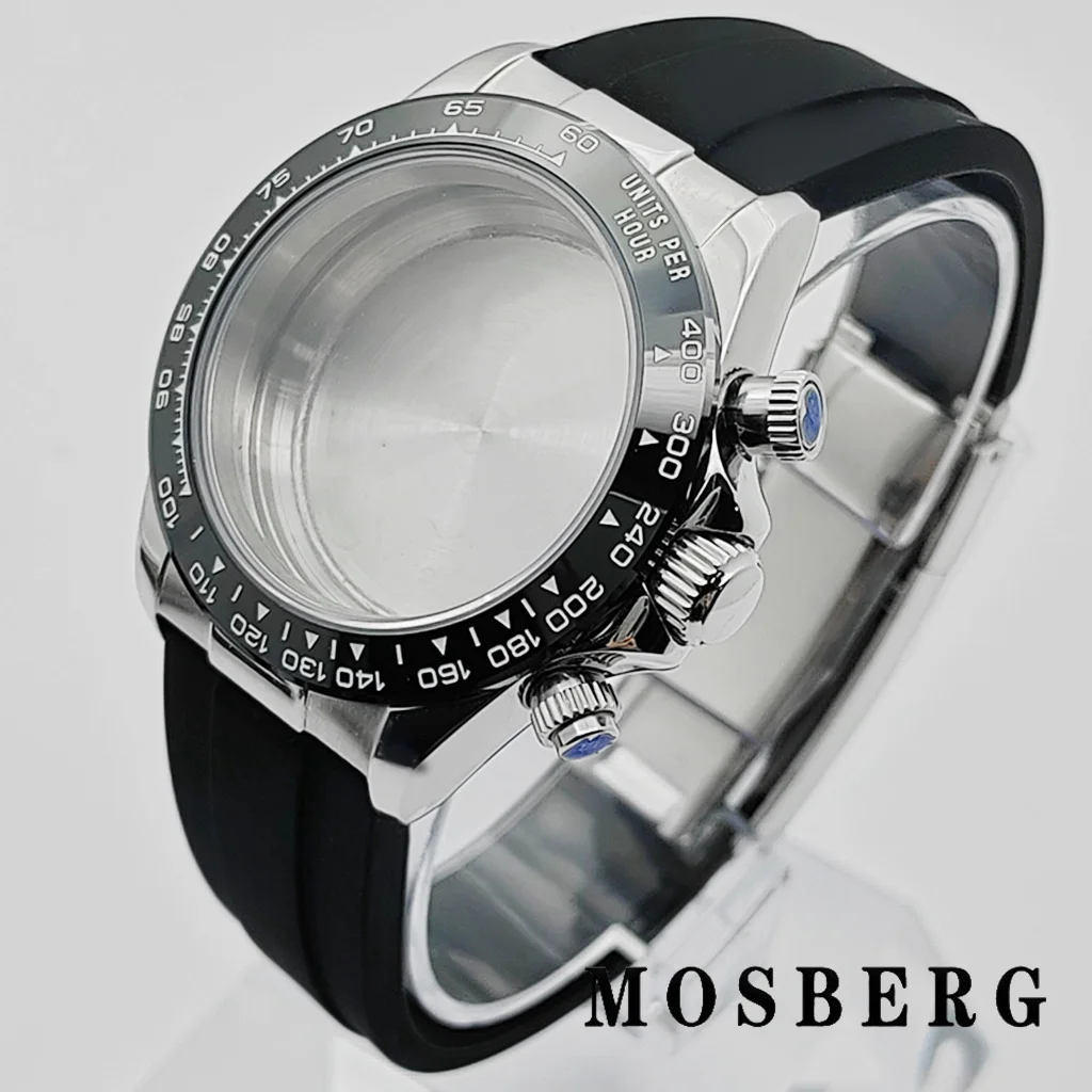 39mm VK63 Watch Case Silver/Gold With Strap Solid Stainless Steel For VK63 Watches Automatic Movement Accessory Parts