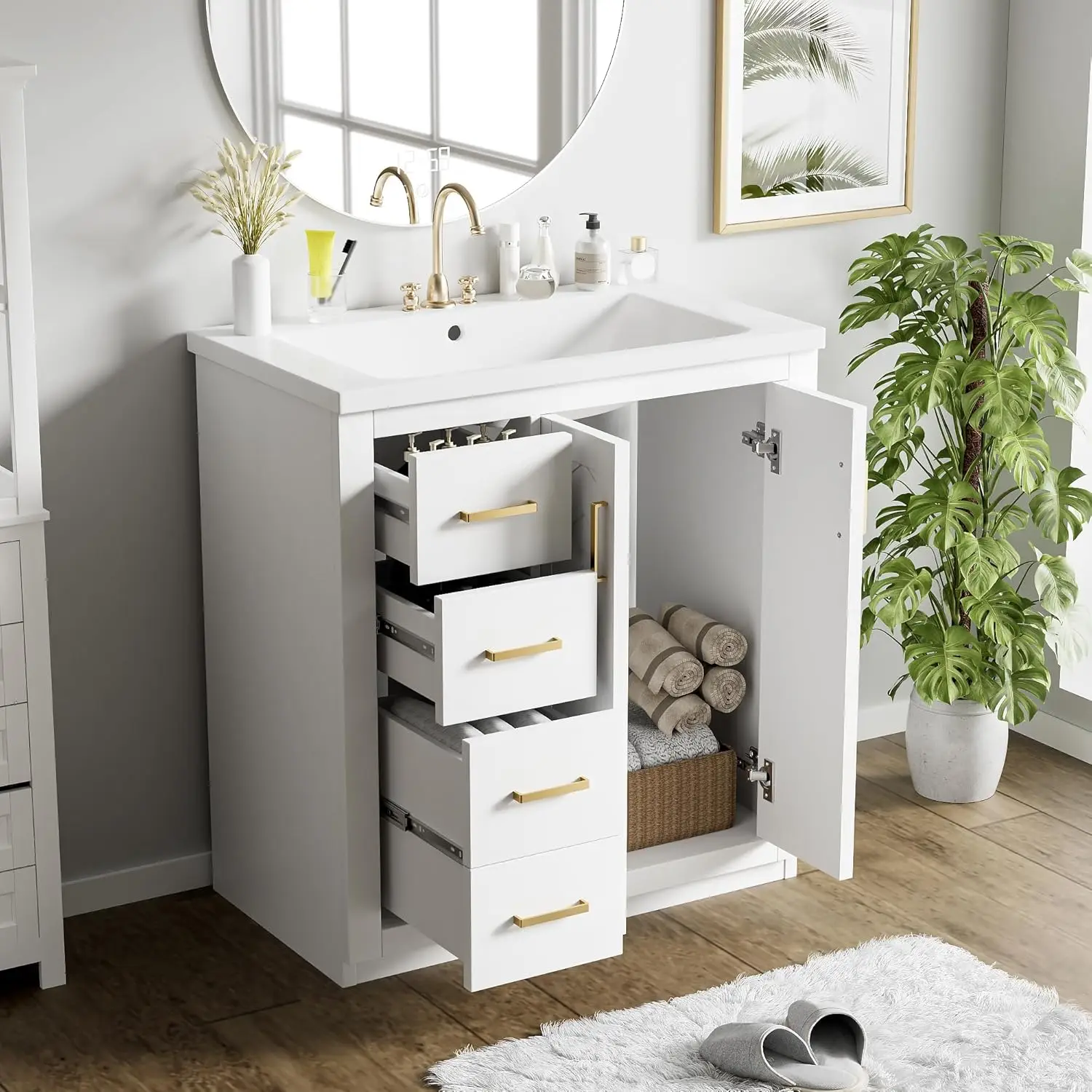 Herringbone Vanity Cabinet 3