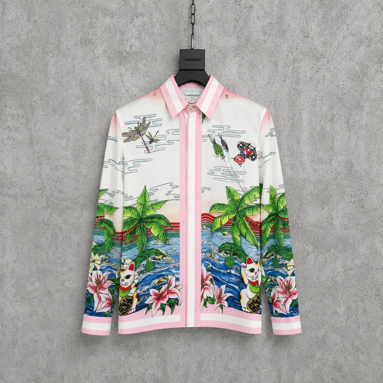 New 26s Holiday Summer  Wave Casual Long Sleeve Hawaiian Shirt Loose Fit Printed Polyester Youth Skiing Silk Cool Feeling ...