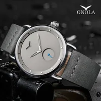 Reloj informal para hombre, marca ONOLA, reloj de pulsera de cuarzo, reloj simple de cuero resistente al agua para hombre, relojes de lujo