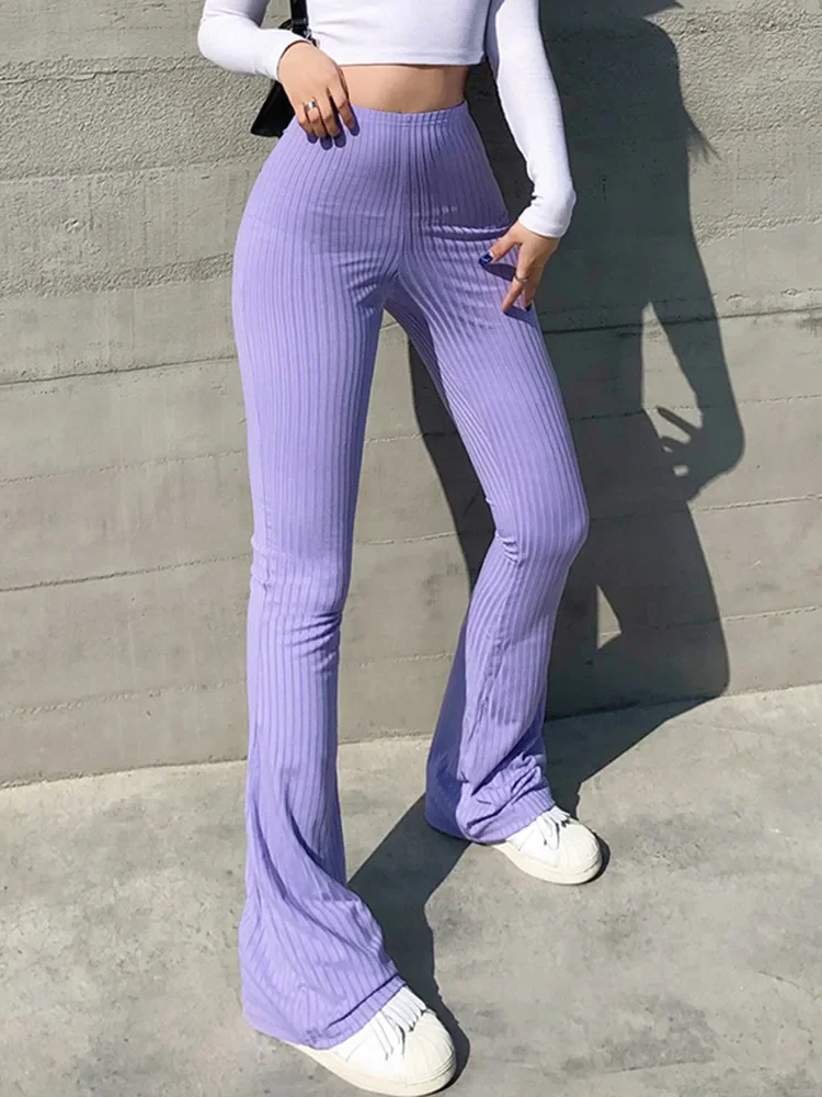 

Solid Color Long Pants Women Streetwear Slim Fit Trousers Y2k Clothes Flare Pantalones De Mujer Roupas Femininas Casual Wear