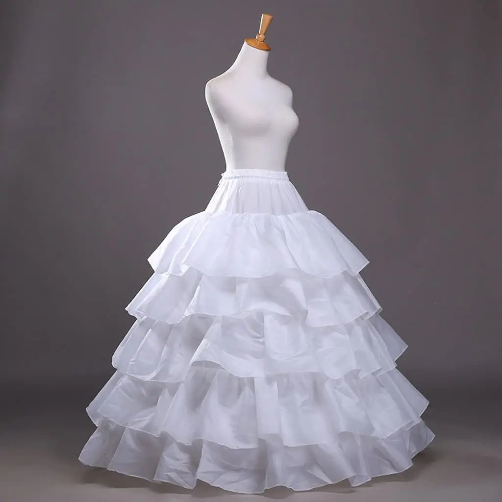 Women 4-Hoop Wedding Petticoat Skirt Quinceanera Ball Gown 2024