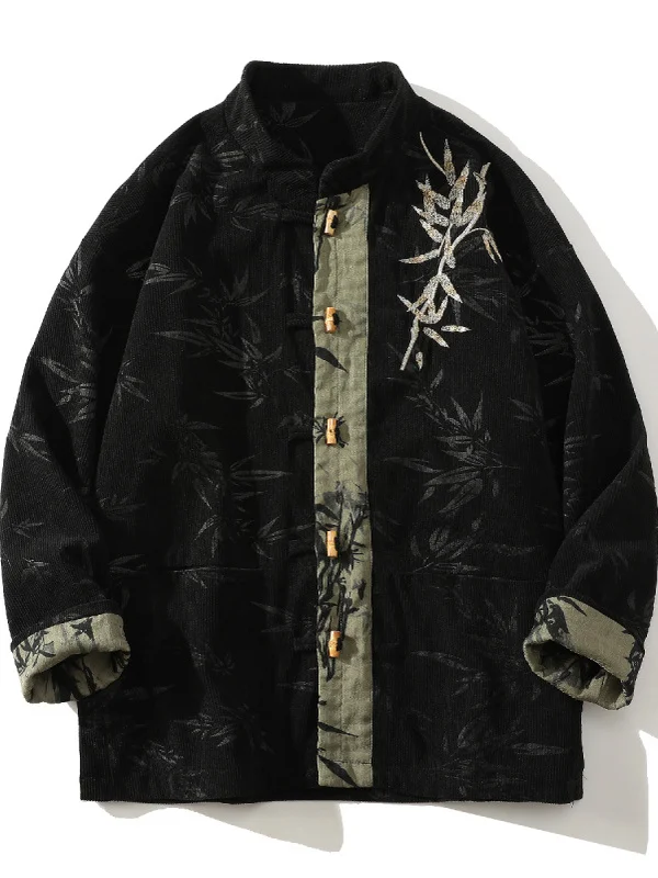 

Новый китайский Sle Bamboo Le с вышивкой, повседневный джет, мужской весенне-осенний костюм Тан, новая версия, костюм Ханфу, свободный крой из полиэстера