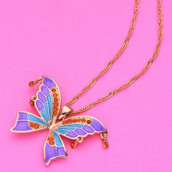 Medsor Exquisite Butterfly Necklaces Inlaid Cubic Zirconia Trendy Colorful Charm Chunky Collar Jewelry Gift for Women Friends