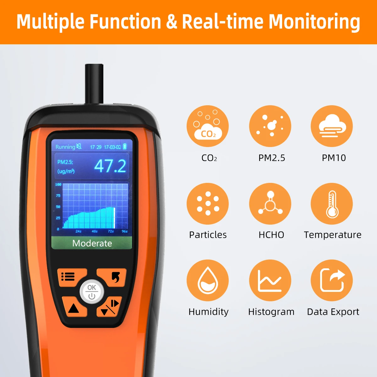 Temtop M2000 2nd Generation CO2 Meter Air Quality Monitor Air Analyzer PM2.5 PM10 HCHO Temp Humidity Data Export