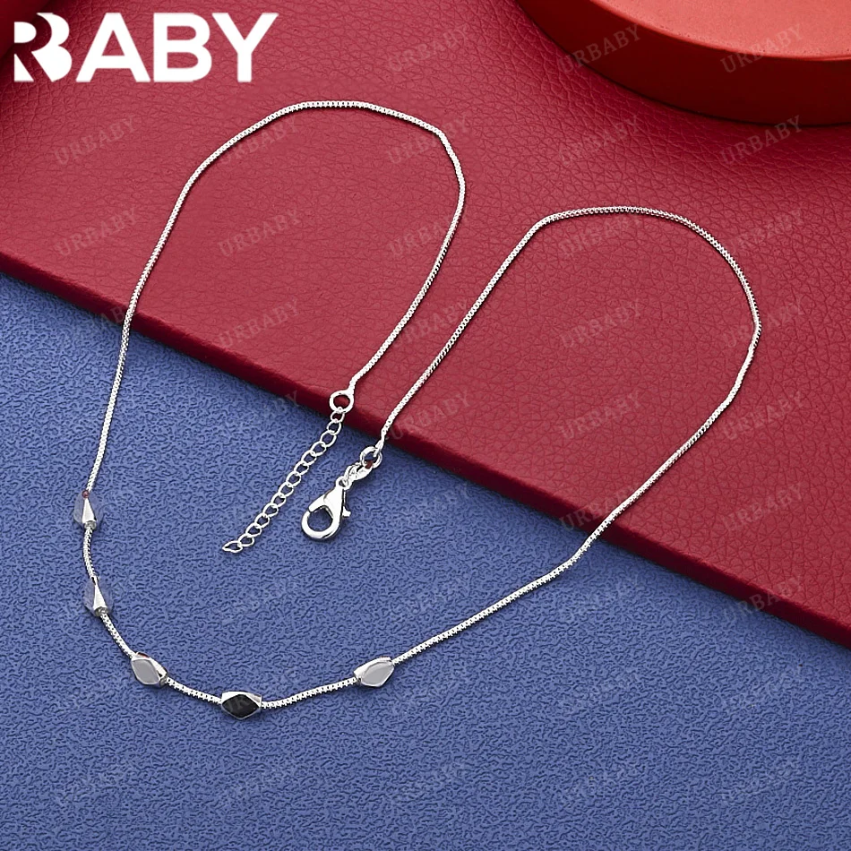 

URBABY 925 Sterling Silver 50cm Simple Rhombus Thin Chain Necklace Charm Trend Birthday Gifts Fashion Party