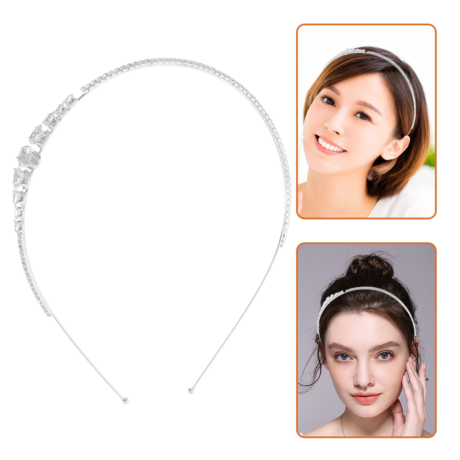 

Rhinestone Headband Silver Festival Bridesmaid Bridal Hair Accessory Lightweight Wedding Crown Headpiece Party Tiara Women's