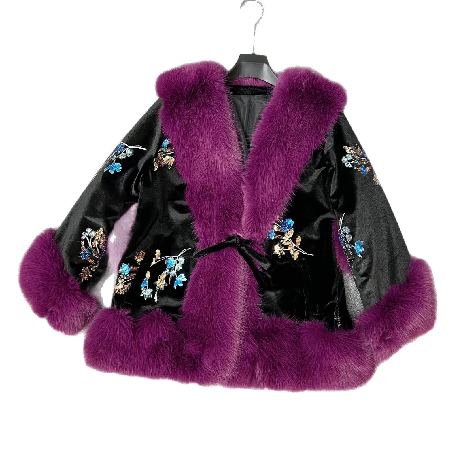 2025 خريف شتاء موضة جديدة الثقيلة الحرفية فو الفراء معطف الترتر سميكة معطف دافئ المرأة تقليد الثعلب الفراء Vintage #5