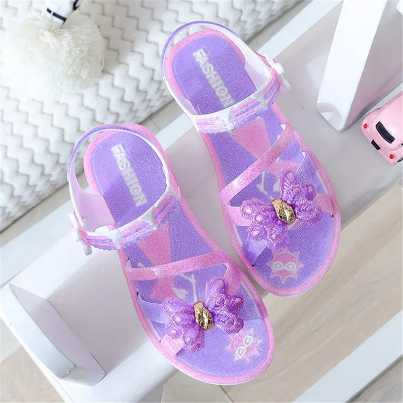 2023 Summer New Light Luxury Fashion Girls Sandals Princess Shoes Non-slip Beach Slippers Kids Shoes Boutique Simple Style