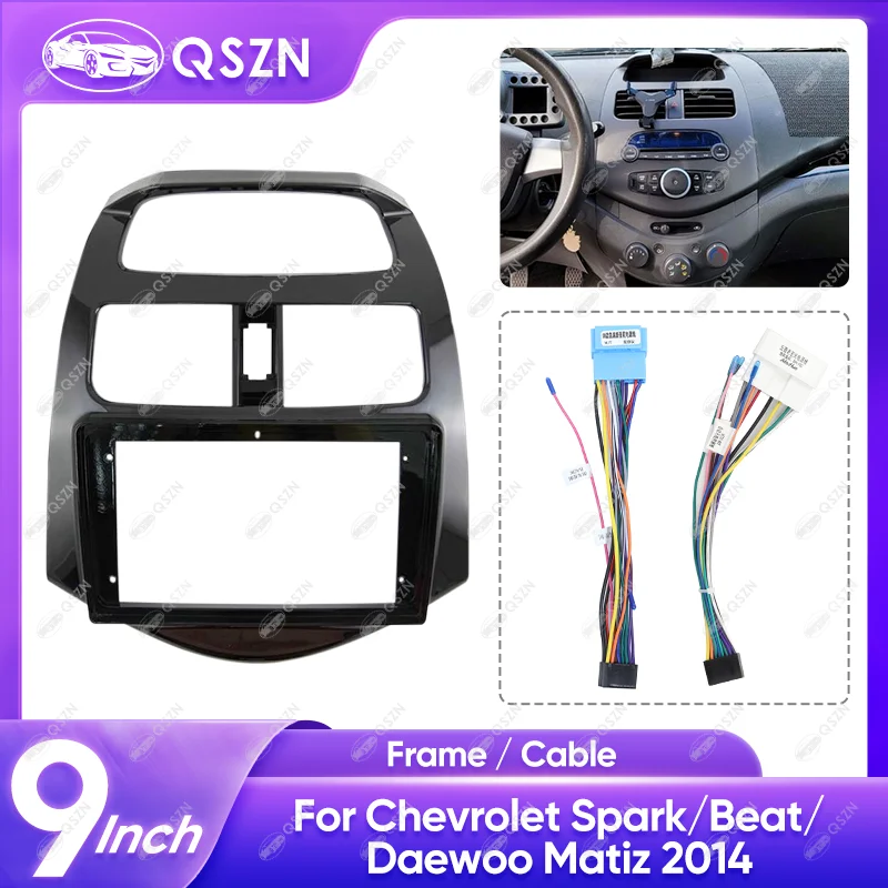 For CHEVROLET 2014 Spark/Beat/Daewoo Matiz 9 INCH Car Radio Frame Stereo Audio Screen Multimedia Video Player Navigation Cables