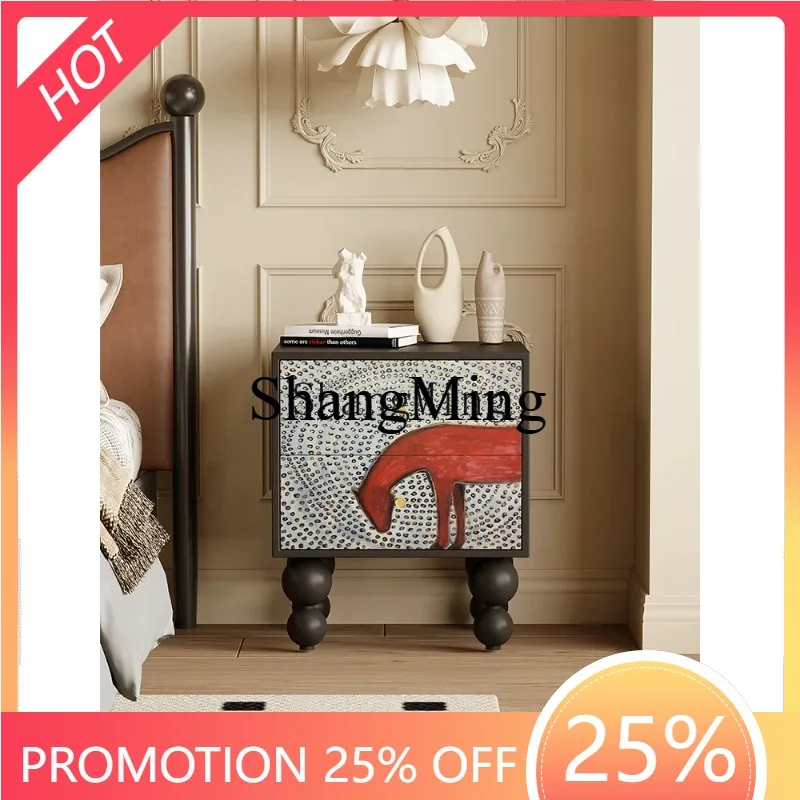 

CL solid wood bedside table, bedroom room storage, household integrated installation-free simple locker