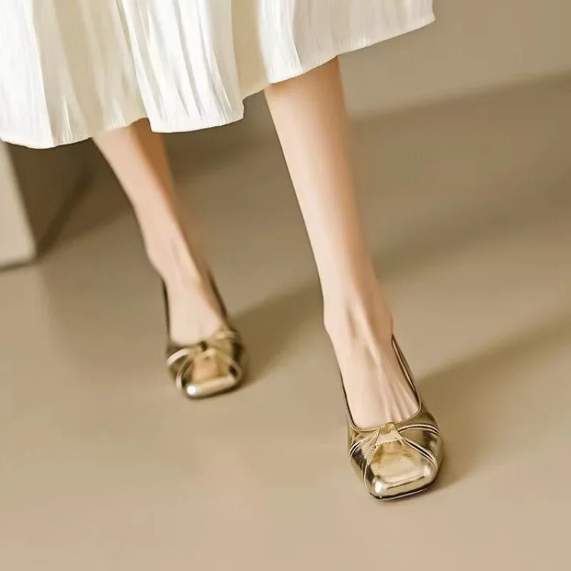 Mary Jane Flats Vintage Square Toe Buckle Band ผู้หญิงสบายๆรองเท้าแบนรองเท้าผู้หญิง Ballerina Slip บนตื้นรองเท้าแตะ