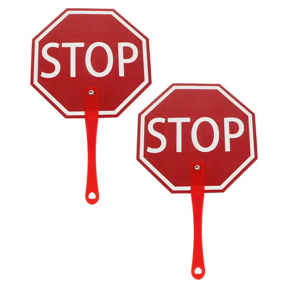 2Pcs Handheld Stop Signs: Lightweight Plastic Teacher Aids for Interactive Classroom Games Student Participation Educational