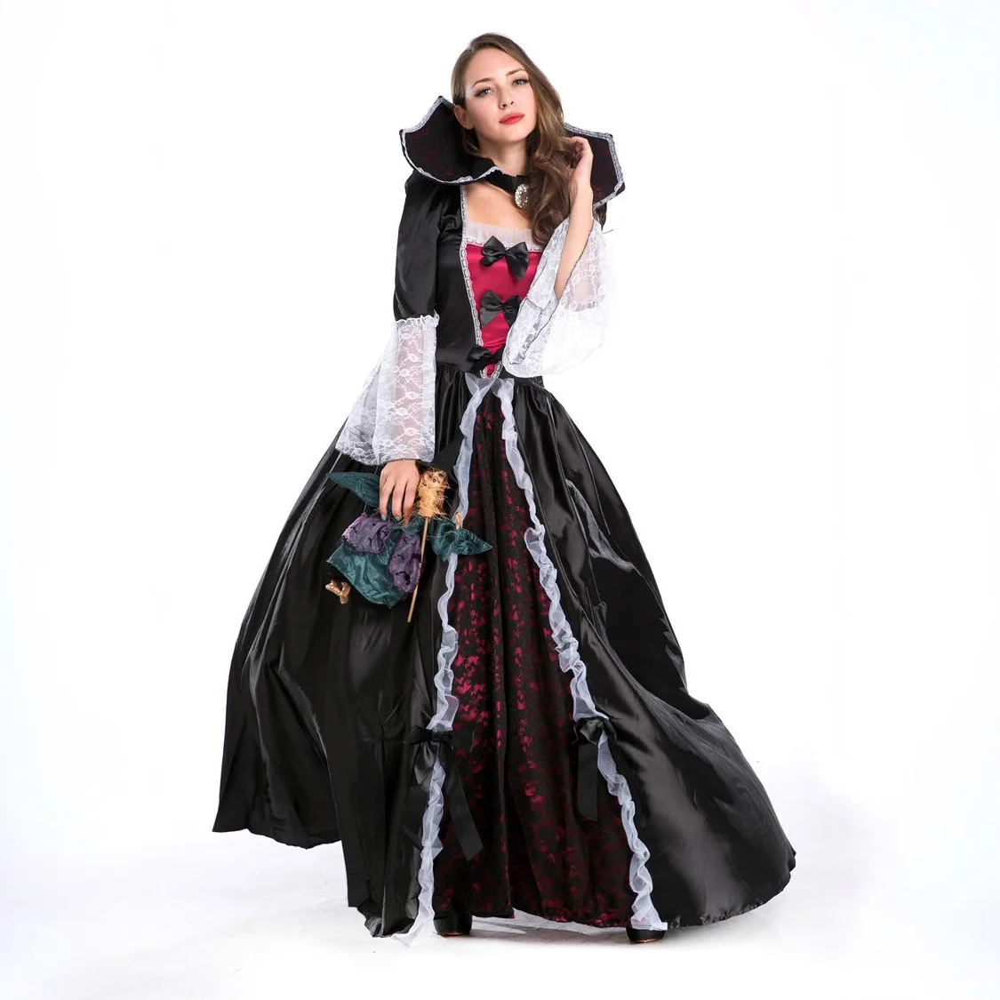 زي ساحرة مصاصة دماء للنساء لحفلات الهالوين والتنكر وعروض الأداء، شخصيات من القصص الخيالية مثل الأميرة سنو وايت