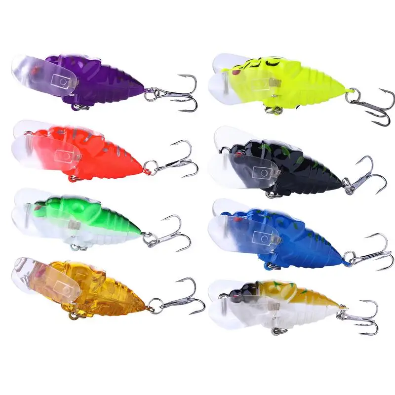 

Cicada Fishing Lures For Bass 8 Pieces Simulation Baits Tackle Fishing Wobblers For Bass Bright Color Fake Freshwater Catching