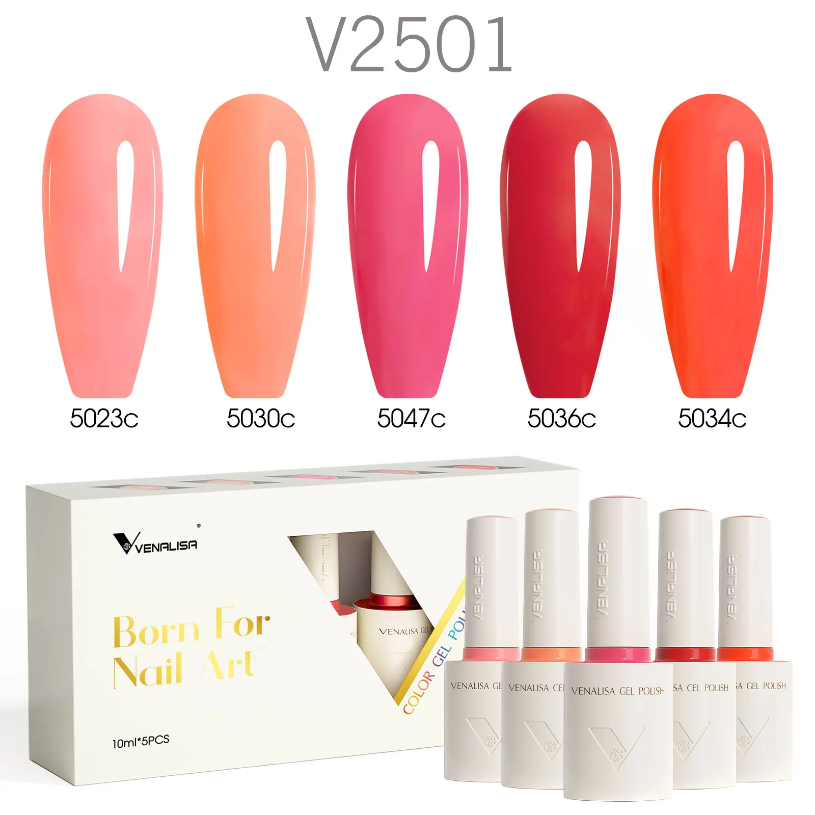 2/3/5pcs/Kit Venalisa 10ml 글로시 컬러 네일 젤 폴리쉬 콤보 HEMA FREE 롱웨어 탑 코트 키트 UV LED 젤 네일 매니큐어