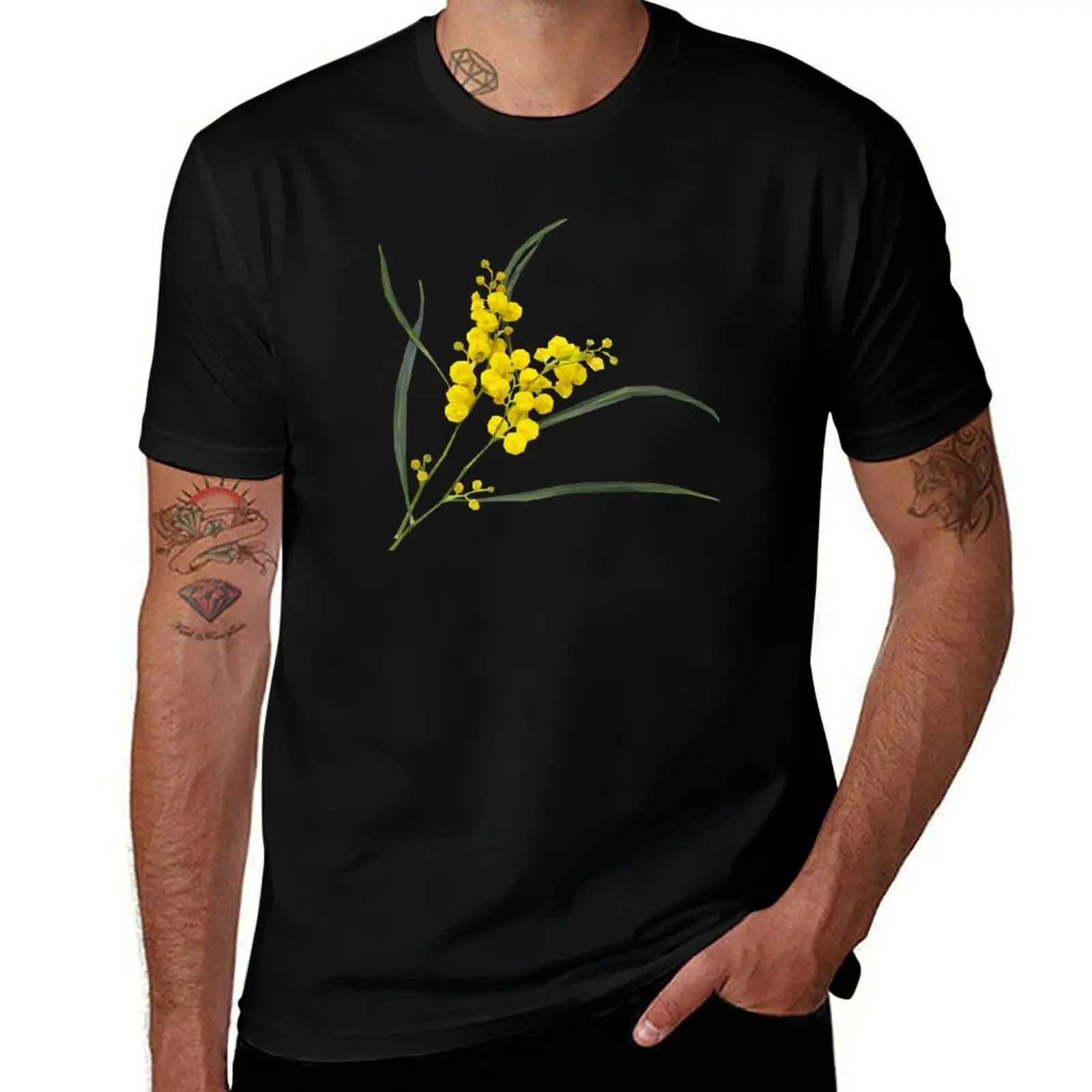 

Australian Golden Wattle Flower T-Shirt man tshirt t shirts for man cotton T-Shirt