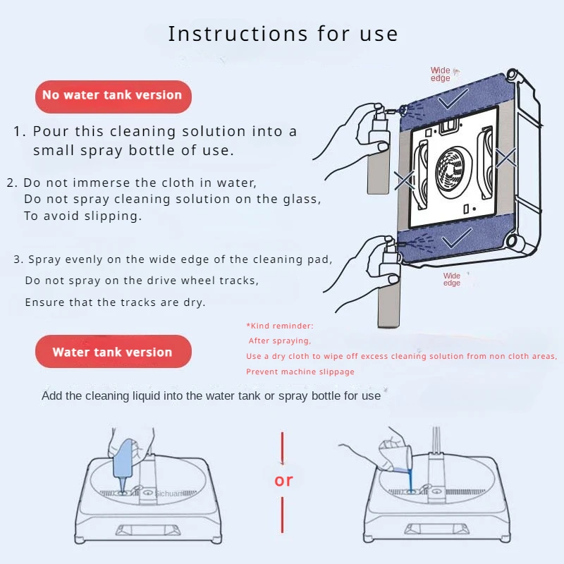 1L high-capacity cleaning agent for window robot cleaner accessories replacement parts vacuum consumables