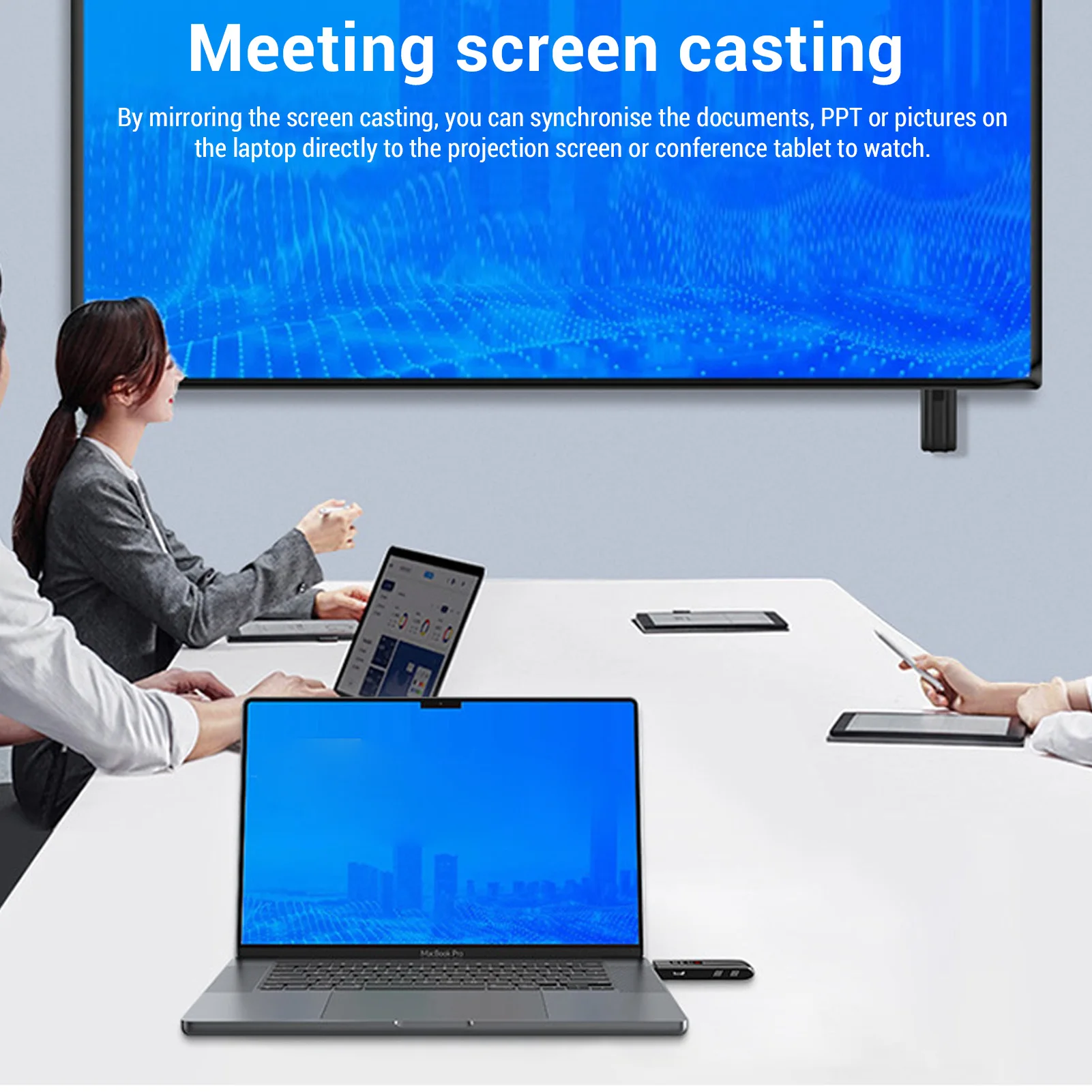 เครื่องขยายสัญญาณไร้สาย HD เครื่องส่งและรับสัญญาณแบบพกพา ถอดรหัส 4K รองรับการส่งออก 1080P เสียบใช้งานได้ทันที พร้อมหน้าจอ LED สำหรับโปรเจคเตอร์