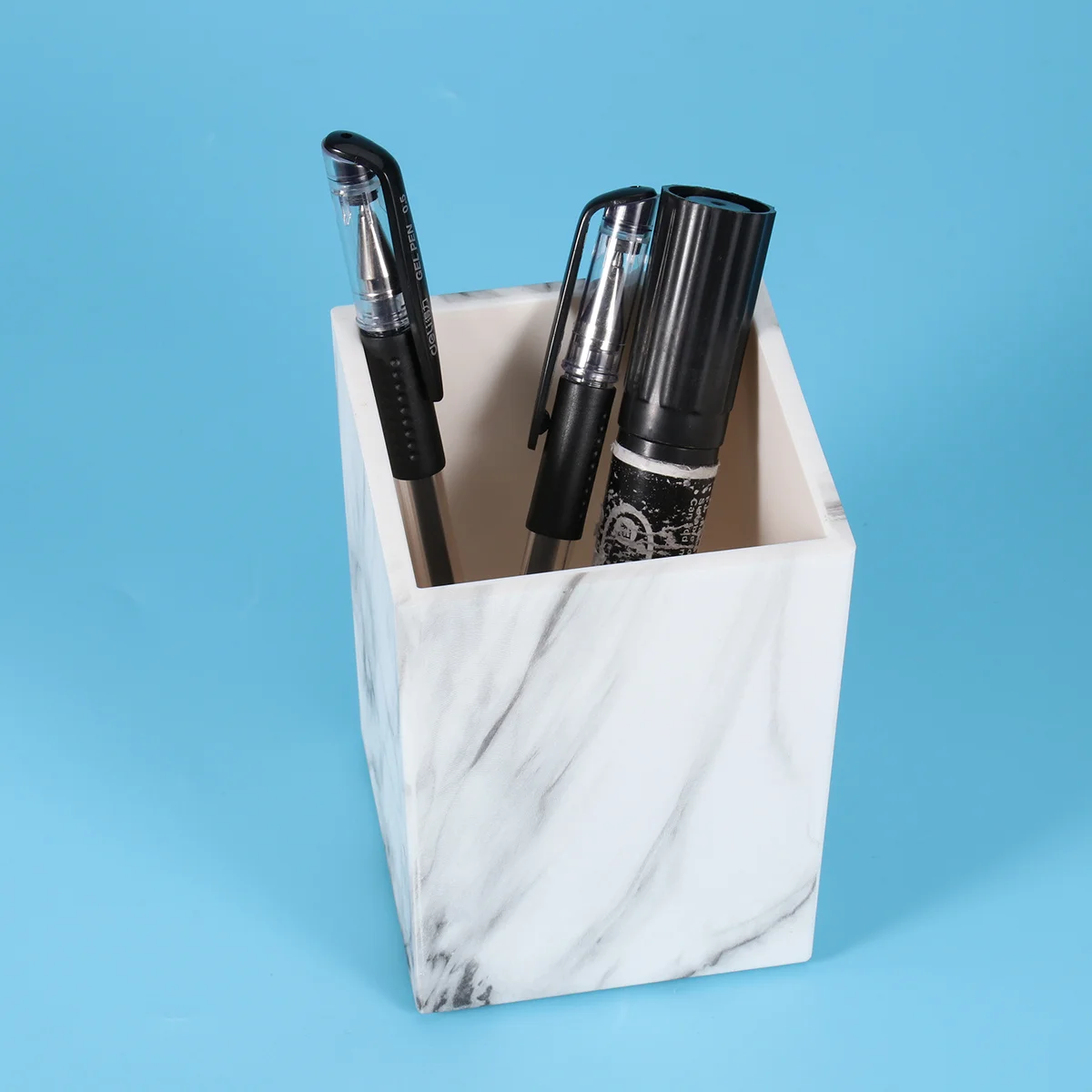 

Marbling Pen Holder Thick Plastic Desktop Organizer Stationery Storage Pen Rack Makeup Brush Holder Office Desk Use