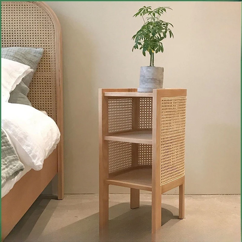 Volledige rotan rand paar massief houten huisstoelen Japans nachtkastje Indonesisch echt rotan weven eenvoudig