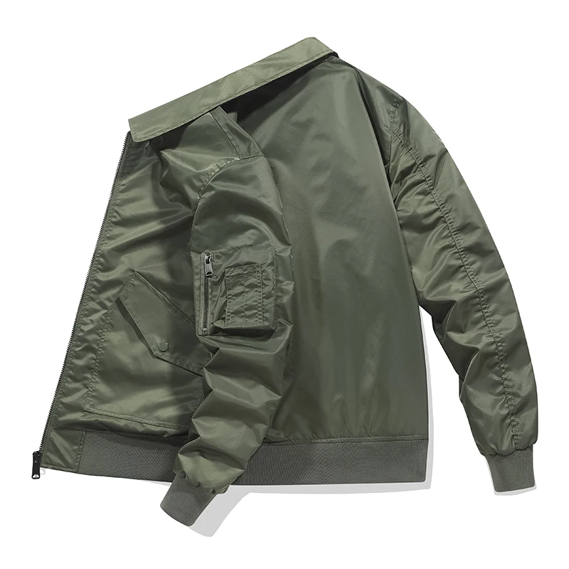 

Air Force pilot jacket men's autumn and winter solid color windproof warm baseball jacket oversized men's workwear