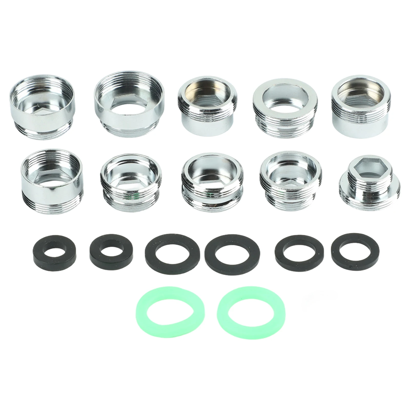 10 Piece Stainless Steel Faucet Adapter Set for Kitchen and Garden Use Compatible with Multiple Thread Sizes Material