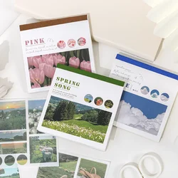 40sheets Retro Paper Sticker Book Diy Diary Planner Decoration Oil Painting Scenery Sticker Album Scrapbooking Kawaii Stationery