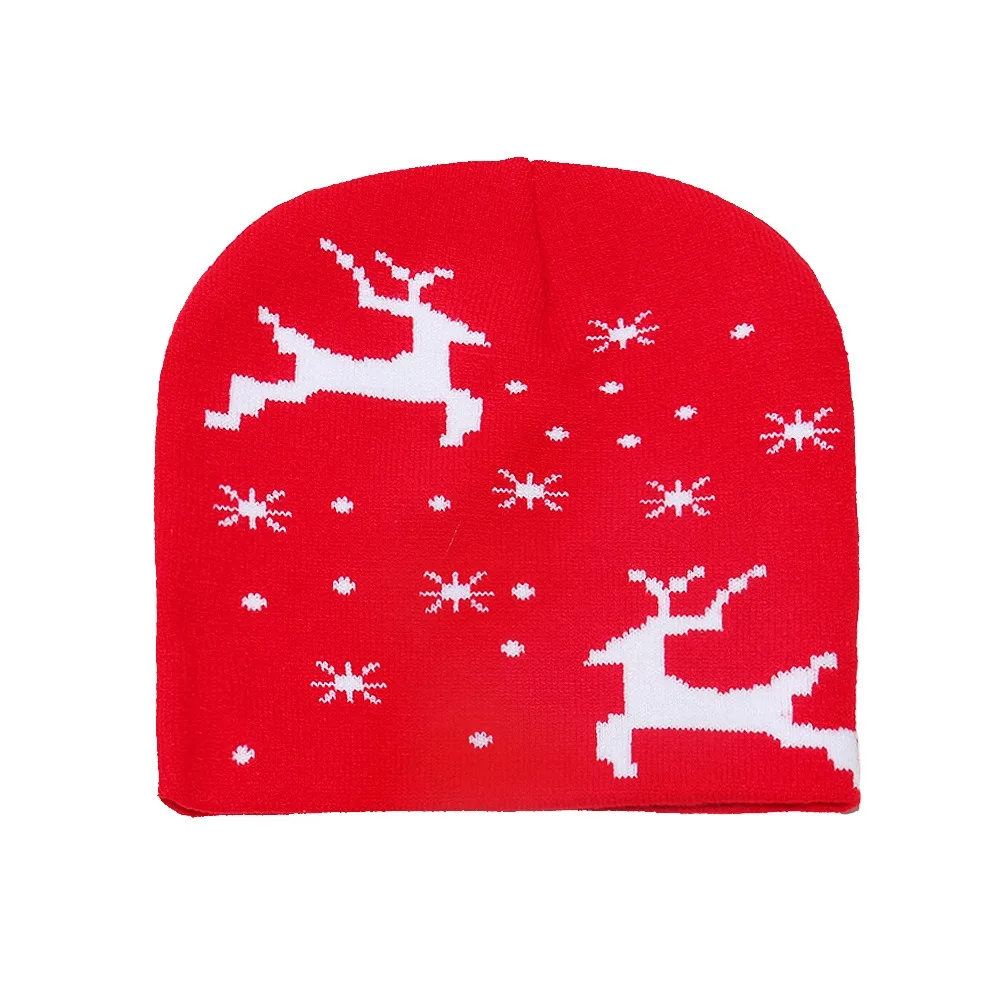 

Funny Reindeer Christmas Hat Snowman Bow Red Knitted Woolen Hat Christmas Tree Cartoon Pullover Cap Women
