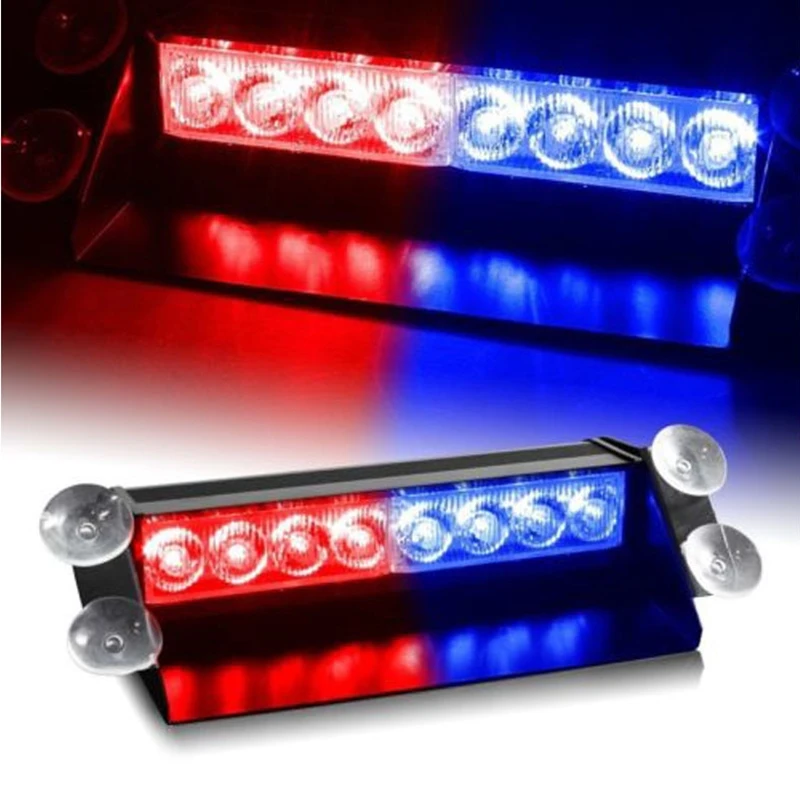 

D5 12V 8 LED Car Truck Emergency Light For Home Flasher Sun visor LED Strobe Warning Light Police Flash Lights 3 Flashing Modes